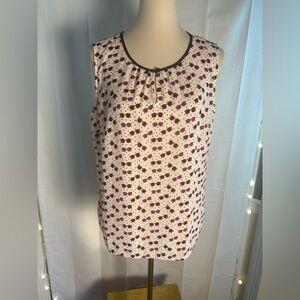 Talbots Multicolored Blouse with Black Trim and Sunglasses Print